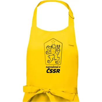 Kuchyňská zástěra Narozena v ČSSR - Dámská zástěra na vaření - Univerzální velikost ( Žlutá )