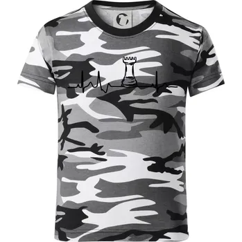 Chlapecké tričko EKG Šachové figurky - Věž - Dětské maskáčové triko - 146 cm/10 let ( Šedý maskáč )