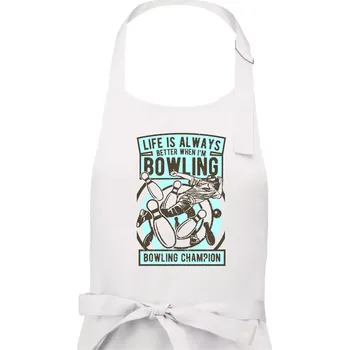 Kuchyňská zástěra Bowling Champion - Pánská zástěra na vaření - Univerzální velikost ( Bílá )