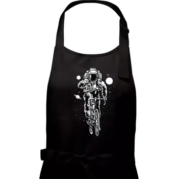 Kuchyňská zástěra Astronaut Bicycle - Pánská zástěra na vaření - Univerzální velikost ( Černá )