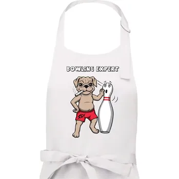 Kuchyňská zástěra Bowling expert (Hana-creative) - Dámská zástěra na vaření - Univerzální velikost ( Bílá )