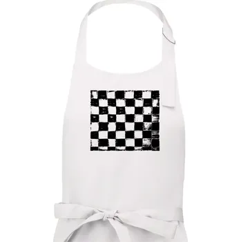 Kuchyňská zástěra Šachovnice černá kreslená - Dámská zástěra na vaření - Univerzální velikost ( Bílá )