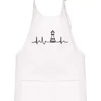 Kuchyňská zástěra EKG Šachové figurky - dáma - Dětská zástěra na vaření - Univerzální velikost ( Bílá )