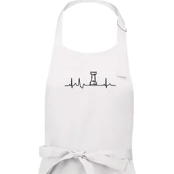 Kuchyňská zástěra EKG Šachové figurky - Věž - Pánská zástěra na vaření - Univerzální velikost ( Bílá )