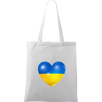 Ukrajina srdce vlajka - Taška bavlněná - 42 x 38 cm ( Bílá )