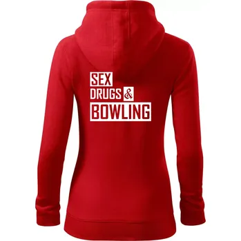 Dámská mikina Sex drugs bowling - Dámská mikina trendy zipper s kapucí - L ( Červená )