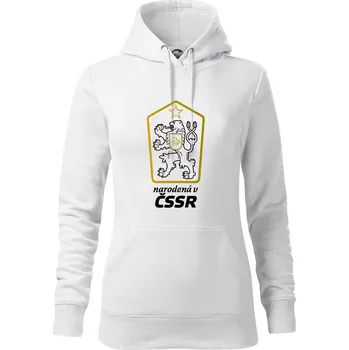 Dámská mikina Narozena v ČSSR - Mikina dámská Cape s kapucí - M ( Bílá )