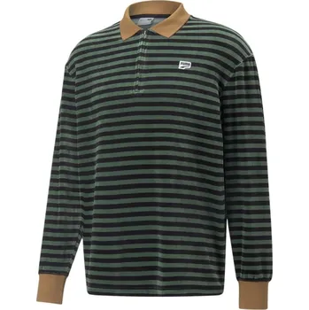Pánské tričko Puma DT Long Sleeve Polo Shirt Deep Forest AOP S
