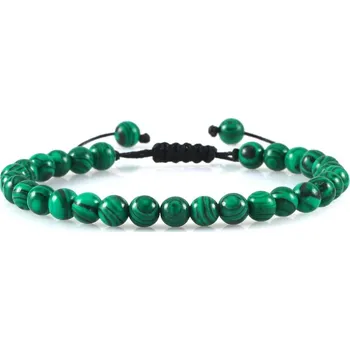 Náramek Elegantní minerální náramek s korálky z lávového kamene | pánský náramek, korálkový náramek - 6mm malachitový kámen