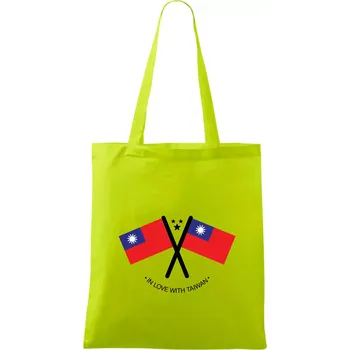 In love with Taiwan - vlajky - Taška bavlněná - 42 x 38 cm ( Limetková )