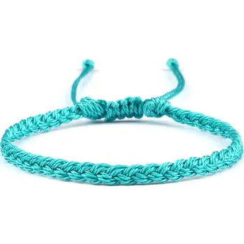 Náramek Ručně pletený párový náramek z voskované šňůrky | šňůrkový náramek, párový náramek - ovocná zelená