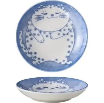 Talíř Keramický talířek 2 x 10 cm ve tvaru kapky vody Japonský styl Talíř na omáčku Dezert Sushi Vzor puntíkaté šťastné kočky Kreativní nádobí