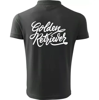 Pánská košile Golden retriever - nápis okrasný - Polokošile pánská Pique Polo 203 - 5XL ( Tmavá břidlice (šedá se zeleným nádechem) )