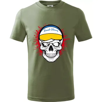 Beach volejbal lebka - Tričko dětské bavlněné - 122 cm/6 let ( Khaki )