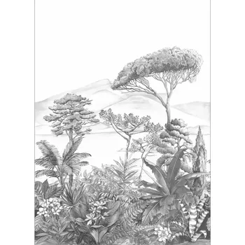 Fototapeta Vliesová fototapeta na zeď Caselio 103050978, květy, listy Černobílá