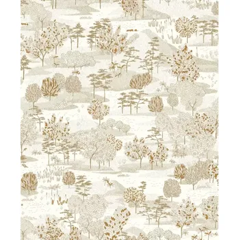 Tapeta Vliesová tapeta na zeď Caselio 103040234, květy, listy, bílá, zlatá Bílá;Zlatá