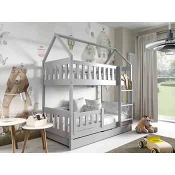 Dětská postýlka MBLM Patrová postel Zuzia 190 x 80 cm - šedá Výběr matrace dolní lůžko: Bez matrace na dolní lůžko, Výběr matrace: Bez matrace na horní lůžko, Zásuvka - úložný prostor: Bez zásuvky (úložný prostor)