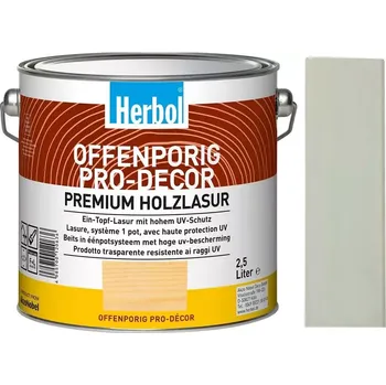 Lak na dřevo Lazura na dřevo HERBOL Offenporig Pro-Decor - Tónovaný odstín, pastelové odstíny Světle šedá RAL 7035 2,5L
