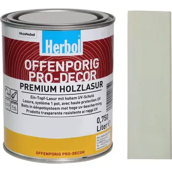 Lak na dřevo Lazura na dřevo HERBOL Offenporig Pro-Decor - Tónovaný odstín, pastelové odstíny Světle šedá RAL 7035 0,75L