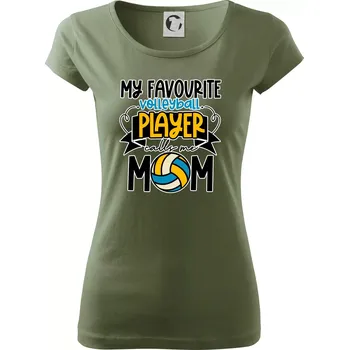 Dámské tričko My favourite volleyball player calls me mom - Dámské triko Pure - XS ( Khaki )