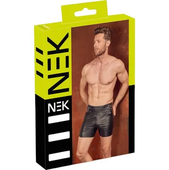 Pánské erotické prádlo NEK - pánské prodloužené šortky s kovovou sponou (černé) - L