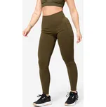 DOMYOS Dámské bezešvé legíny s push up efektem a vysokým pasem L KAŠTANOVÁ|ZELENÁ