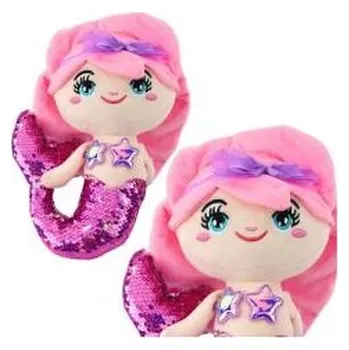 Syrenka pluszowa z ogonem w cekiny różowa 28cm