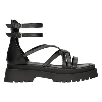 Dámské sandále Trendy Kožené Černé Dámské Sandály Na Širokém Podpatku Wojas 7612851 39