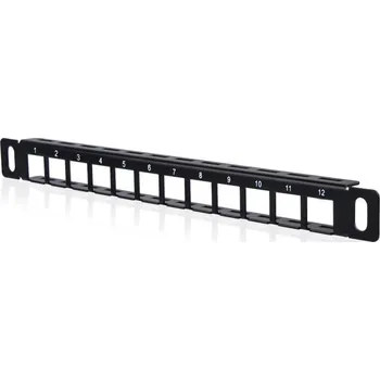 Patch panel DeskPi - Rackmate 10" panel s 12 porty pro Keystone moduly (pro T0, T1, T2)