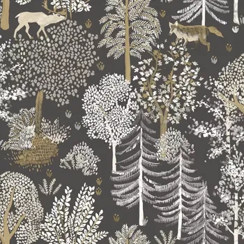 Tapeta Vliesová tapeta na zeď Caselio 102939090, květy, listy, zvířata černá