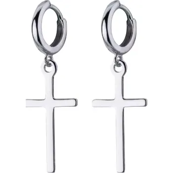 Náušnice For Silver Stříbrné náušnice kroužky s křížkem Stříbro 925 Stříbrná