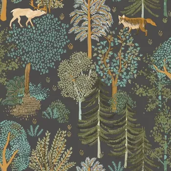 Tapeta Vliesová tapeta na zeď Caselio 102937940, květy, listy, zvířata černá