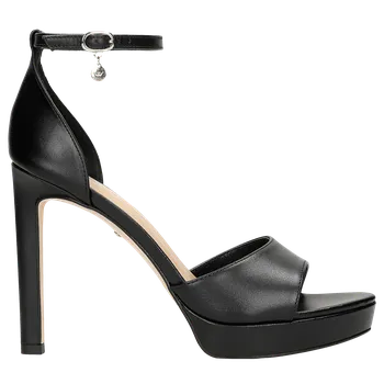 Dámské sandále Černé Kožené Dámské Sandály Na Jehlovém Podpatku Wojas 7615251 40