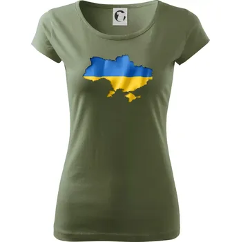 Dámské tričko Ukrajina vlajka mapa - Dámské triko Pure - M ( Khaki )
