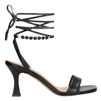 Dámské sandále Elegantní Černé Kožené Sandály Na Podpatku S Ozdobným Páskem Wojas 7613751 37