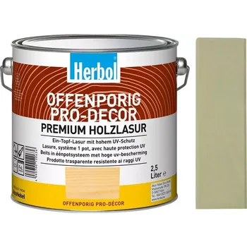 Lak na dřevo Lazura na dřevo HERBOL Offenporig Pro-Decor - Tónovaný odstín, pastelové odstíny Štěrkově šedá RAL 7032 2,5L