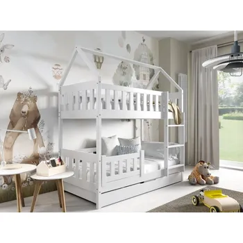 Dětská postýlka MBLM Patrová postel Zuzia 160 x 80 - bílá Výběr matrace dolní lůžko: Bez matrace na dolní lůžko, Výběr matrace: Bez matrace na horní lůžko, Zásuvka - úložný prostor: Bez zásuvky (úložný prostor)