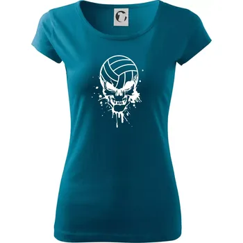 Dámské tričko Volejbal lebka splash - Dámské triko Pure - XS ( Petrolejová )