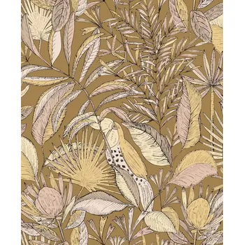 Tapeta Vliesová tapeta na zeď Caselio 103014269, květy, listy, zvířata, hnědá, oranžová Hnědá;Oranžová