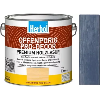 Lak na dřevo Lazura na dřevo HERBOL Offenporig Pro-Decor - Tónovaný odstín, pastelové odstíny Šedomodrá SO.20.40 2,5L