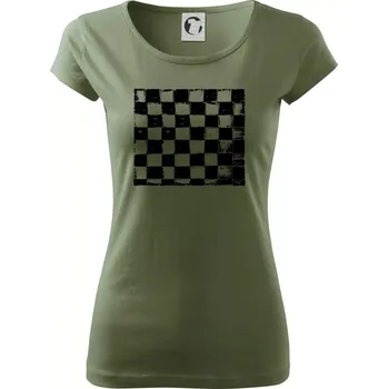Šachovnice černá kreslená - Dámské triko Pure - XS ( Khaki )