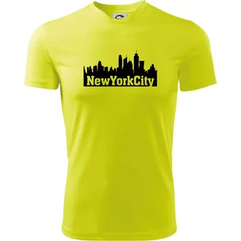 Pánské tričko New York City silueta - Pánské triko Fantasy sportovní (dresovina) - L ( Neonově žlutá )