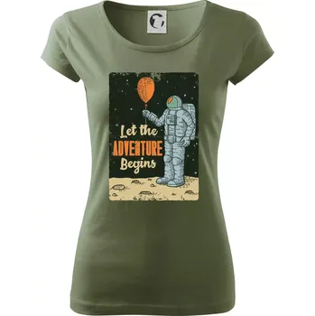 Dámské tričko Astronaut balón - Dámské triko Pure - XS ( Khaki )