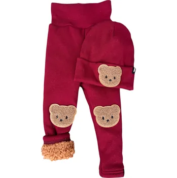 Dívčí legíny ANDY Boom Dětské legíny žebrované vyteplené Little Bear wine Velikost děti: 74