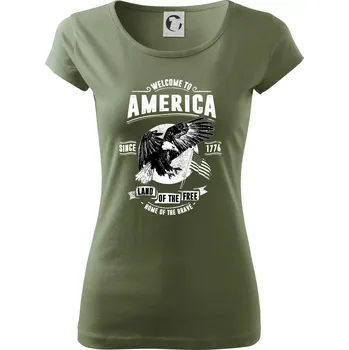 Welcome To America - Dámské triko Pure - XS ( Khaki )