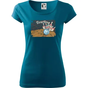 Dámské tričko Bowling plakát - Dámské triko Pure - XS ( Petrolejová )