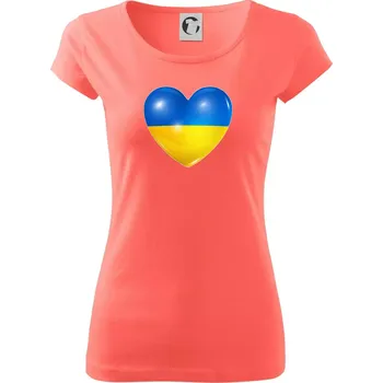 Ukrajina srdce vlajka - Dámské triko Pure - M ( Korálová )