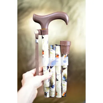 Vycházková hůl skládací Bird (81-91 cm) - DŘEVĚNÁ RUKOJEŤ
