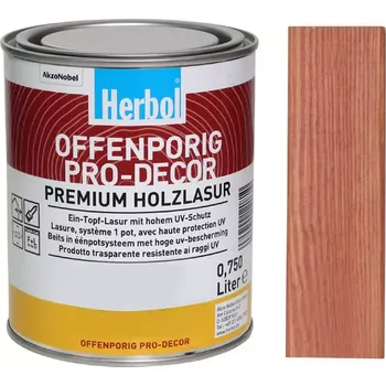 Lak na dřevo Lazura na dřevo HERBOL Offenporig Pro-Decor - Tónovaný odstín, pastelové odstíny terrakota 0,75L