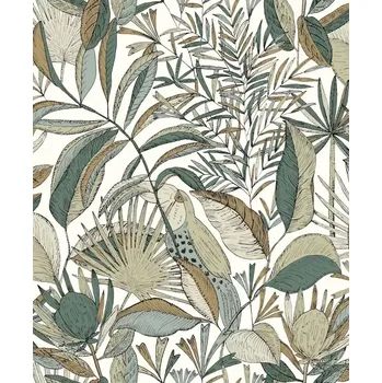 Tapeta Vliesová tapeta na zeď Caselio 103017189, květy, listy, zvířata, bílá, zelená Bílá;Zelená